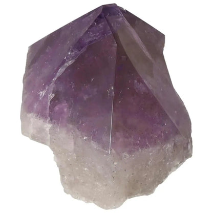 Polished Point Amethyst crystal, showcasing vibrant purple hues, known for stress reduction and energy boosting, from Sylvia Crystals.
