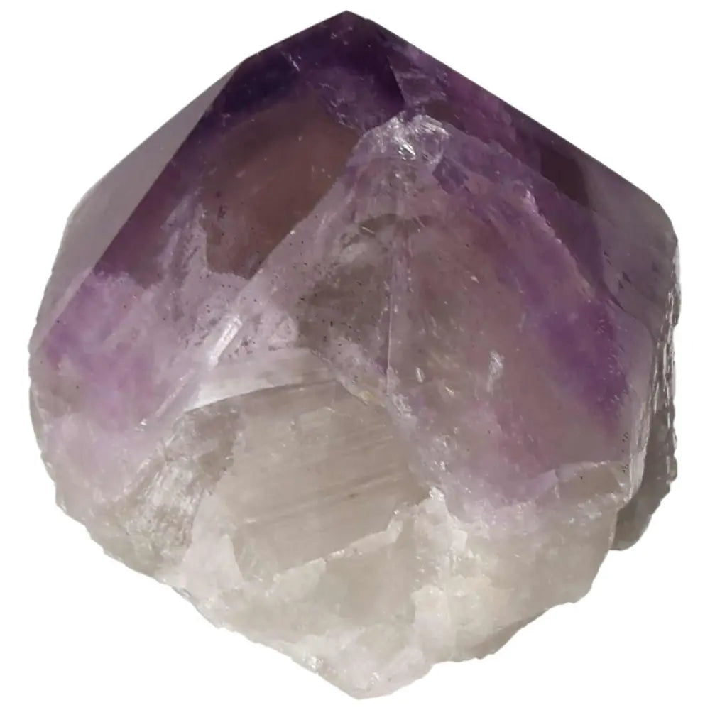 Polished Point Amethyst crystal from Sylvia Crystals, enhancing spiritual journeys with stress reduction and energy boosting properties.