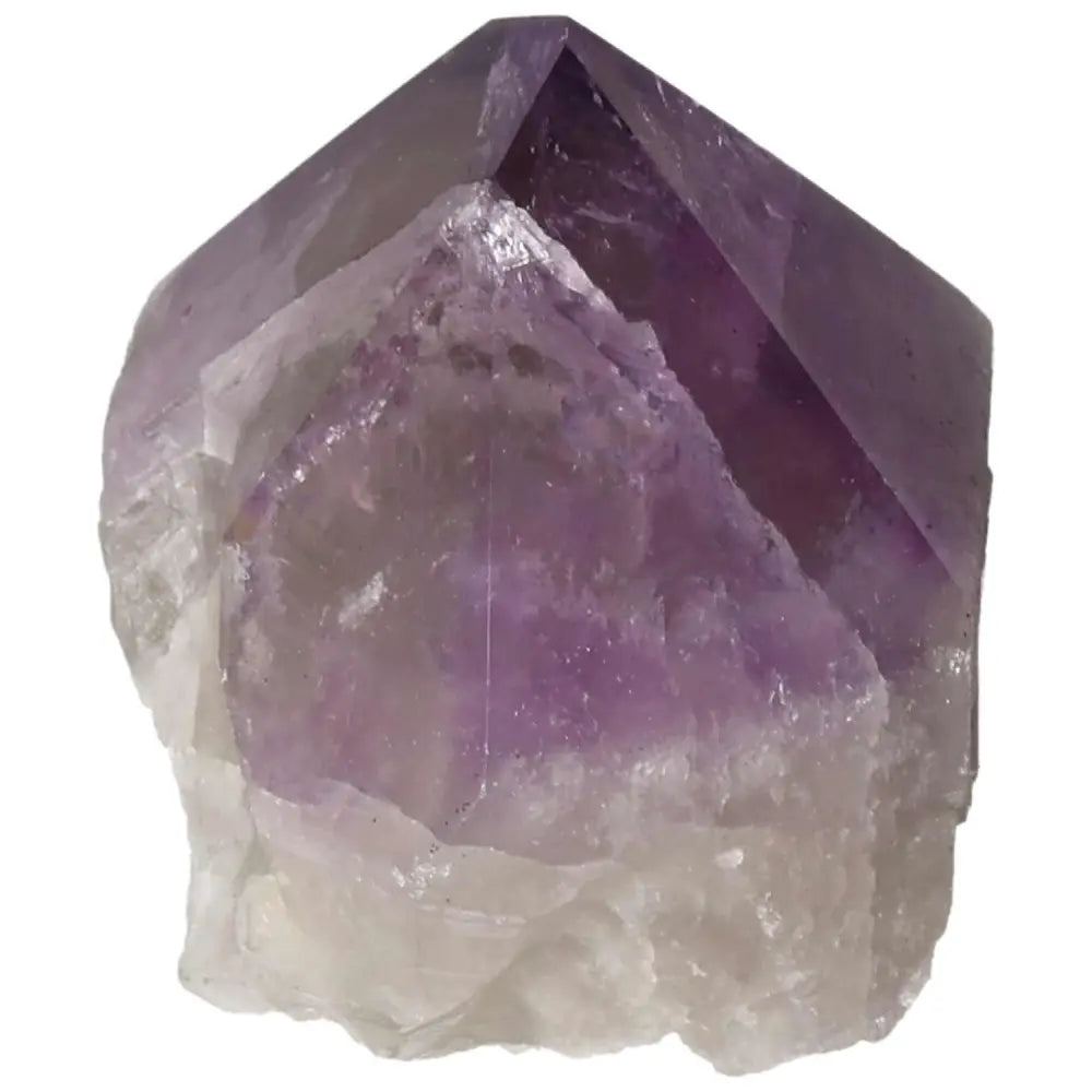 Polished Point Amethyst crystal for stress reduction and energy boosting from Sylvia Crystals, showcasing premium quality and allure.