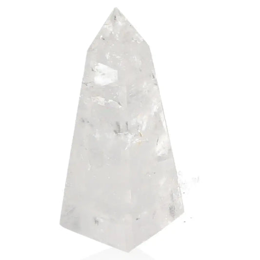 Lemurian Quartz Obelisk with polished surface and distinct striations, showcasing its mystical allure and spiritual beauty.