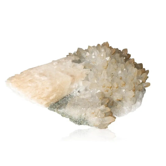 Quartz with Calcite crystal from Sylvia Crystals, known for its purification and harmony properties, offering peace and balance.