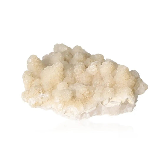 Quartz with Calcite mineral, featuring soothing spherical formations, symbolizing peace and spiritual growth in serene hues.