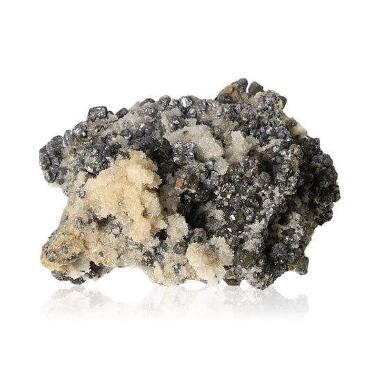 Galena with Quartz mineral, known for its transformational and protective properties, perfect for spiritual balance and enlightenment.