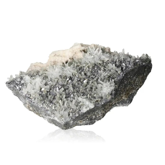 Quartz with Calcite crystal cluster showcasing natural beauty and transformative energy for serenity and spiritual clarity.
