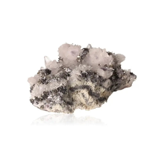 Quartz crystal with Pyrite and Sphalerite, featuring radiant golden tones and earthy depths, premium Sylvia Crystals product.