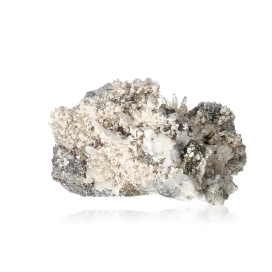 Galena with Quartz and Calcite crystal, showcasing a stunning blend of natural minerals, ideal for home decor and spiritual grounding.