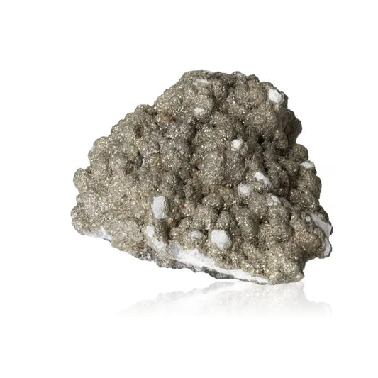 Natural marcasite stone with metallic luster, showcasing elegance and grounding energy, perfect for collections or decor.