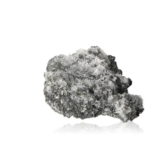 Galena with Quartz mineral specimen showcasing metallic sheen and crystalline elegance, perfect for home decor or spiritual enhancement.