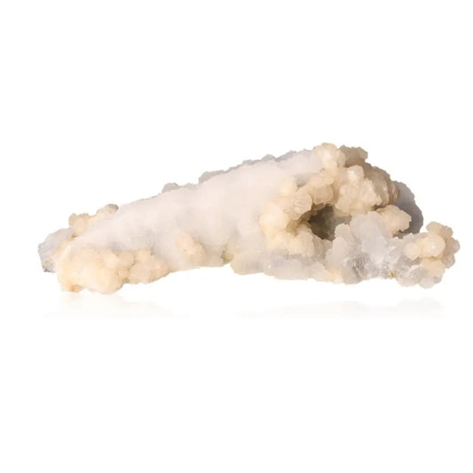 Elegant Calcite with Quartz gemstone by Sylvia Crystals, showcasing premium craftsmanship and promoting tranquility and clarity.