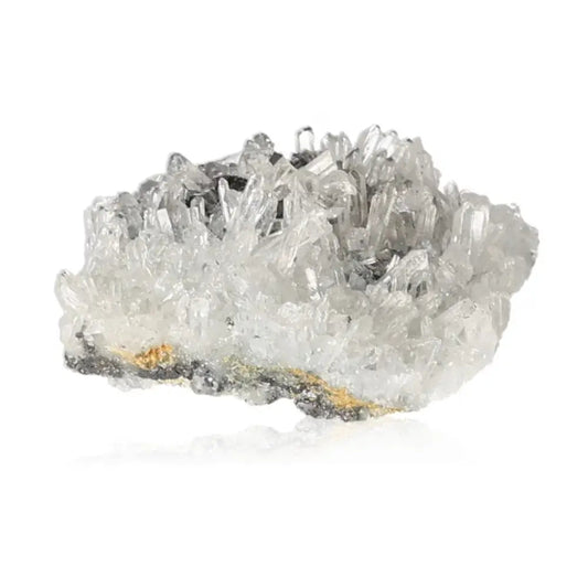 Clear quartz crystal cluster showcasing brilliant sparkle and energy-enhancing properties.