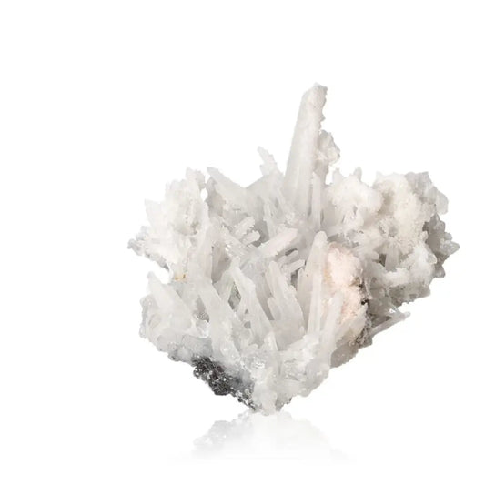 Quartz crystal cluster showcasing its clarity and sparkle, ideal for enhancing mental clarity and emotional stability.