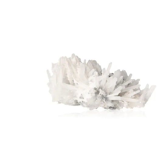 Natural clear quartz crystal cluster showcasing its pure clarity and brilliant sparkle, ideal for enhancing energy flow and balance.