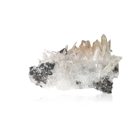 Quartz crystal gemstone showcasing clarity and luminous sparkle, known for amplifying energy and enhancing focus and balance.