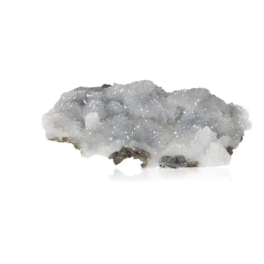 Natural quartz crystal with radiant clarity and sparkling surface, known for balancing and focusing energies, promoting tranquility and dynamism.