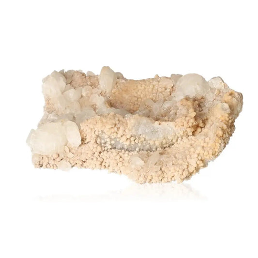 Quartz with Calcite crystal showcasing clarity and sparkle, enhancing beauty and spiritual energy.
