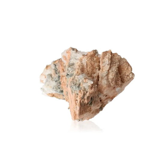 Natural quartz crystal with unique formations enhancing energy, clarity, and emotional balance, isolated on a white background.