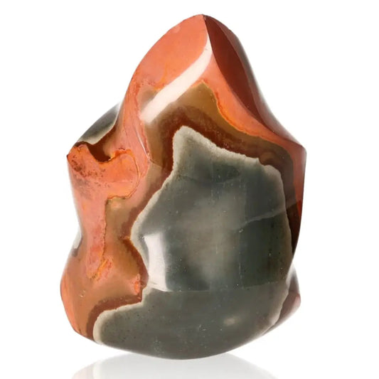 Vibrant Polychrome Jasper Flame, known as Desert Jasper, showcasing colorful patterns and grounding energy.
