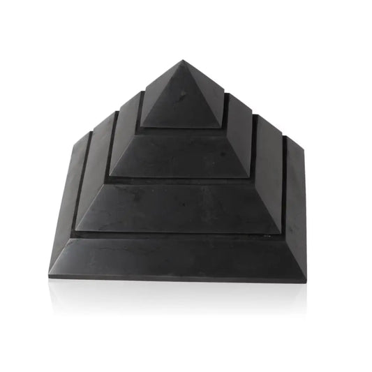 Shungite Pyramid Saqqara 15cm by Sylvia Crystals, crafted for healing and protection with rare Shungite stone layers.