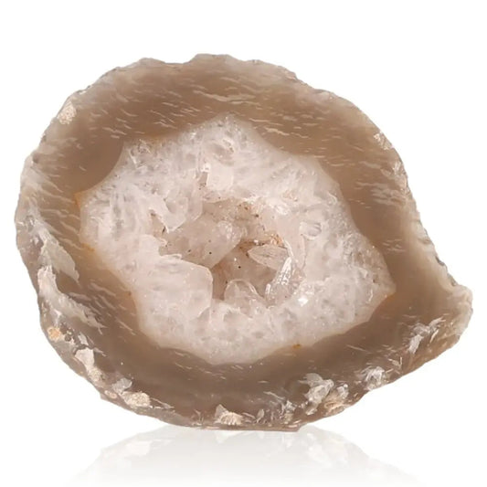 Mini Agate Geode with natural crystals, promoting tranquility and balance in body and mind.