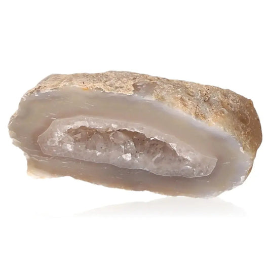 Mini Agate Geode with soothing tones, showcasing unique formations and intricate designs for harmony and tranquility.