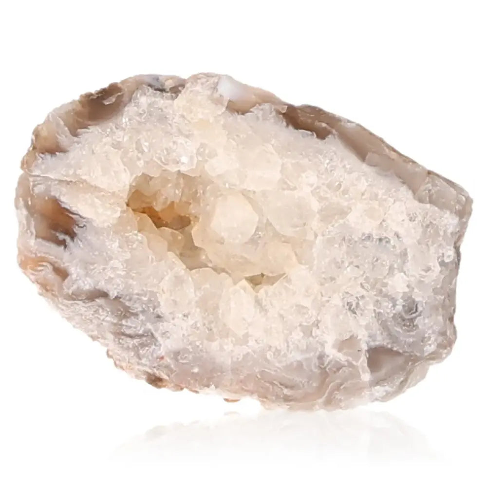 Mini Agate Geode showcasing natural crystal formations and unique agate bands, symbolizing Earth's beauty and energy harmony.