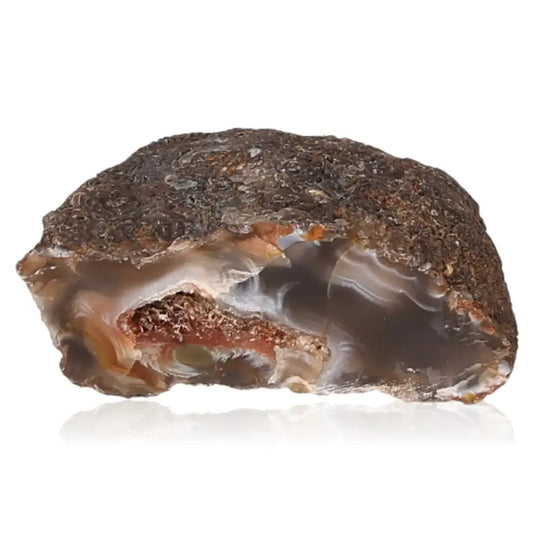 Mini Agate Geode featuring natural patterns and vibrant hues, ideal as a spiritual and decorative centerpiece for energy harmony.