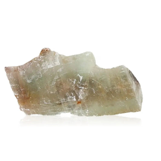 Green Calcite crystal for renewal and emotional healing, connected to the heart chakra, with vibrant green hues for positive energy.
