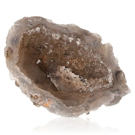 Mini Agate Geode showcasing intricate patterns and shimmering hues, ideal for tranquility and balance.