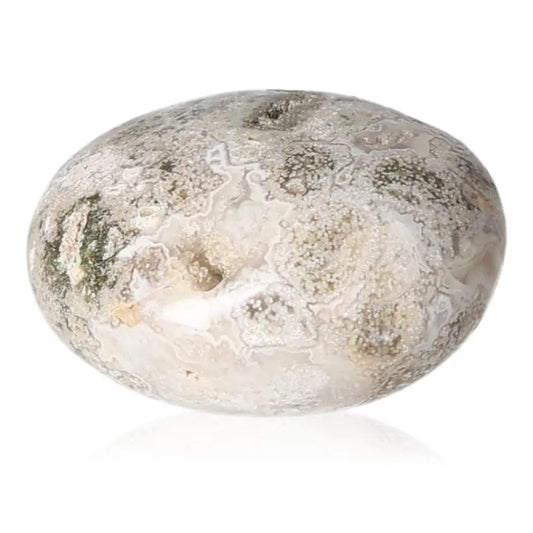 Smooth Tumbled Jasper stone promoting tranquility and balance, known for reducing stress and enhancing positive energy.