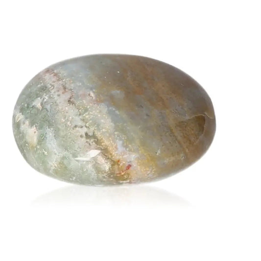 Shimmering tumbled Jasper stone radiating calming aura, ideal for stress relief and enhancing peace and balance in daily life.