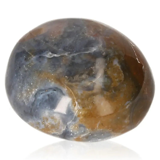 Tumbled Sardonyx gemstone with earthy tones, enhancing strength, stability, and chakra activation for balance and empowerment.