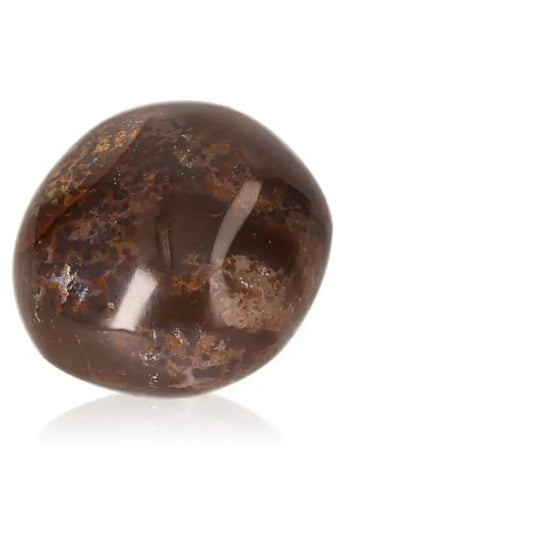 Tumbled Grenatite stone with a glossy surface, known for its protective properties and ability to neutralize negative energy.