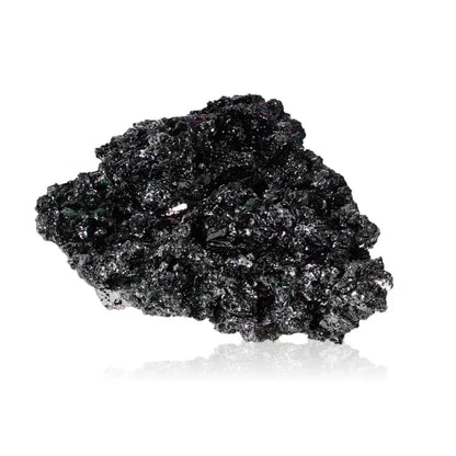Carborundite stone showcasing its glittering rainbow surface and unique crystalline texture, ideal for energy amplification.