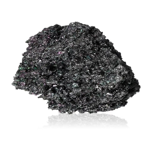 Shimmering Carborundite crystal showcasing protective qualities and strength-enhancing attributes, ideal for mental clarity and resilience.