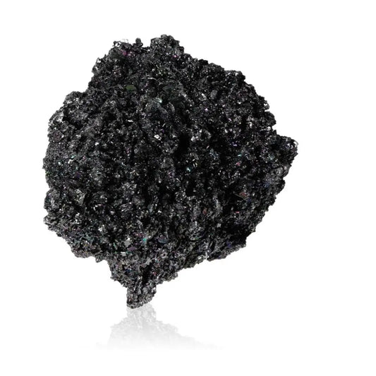 Carborundite crystal, shimmering black Silicon Carbide, known for mental clarity, resilience and spiritual protection against negative energies.