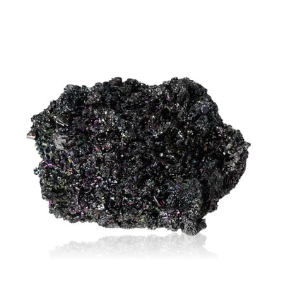 Carborundite (Silicon Carbide) crystal with shimmering black surface, enhancing mental clarity and spiritual protection.