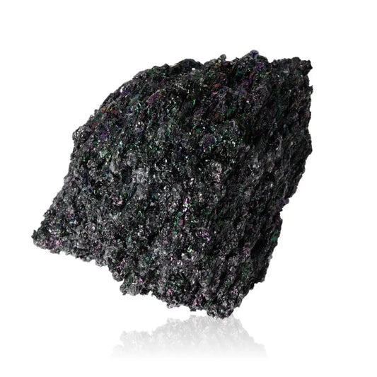 Carborundite Silicon Carbide crystal with shimmering surface, known for enhancing mental clarity and providing spiritual protection.