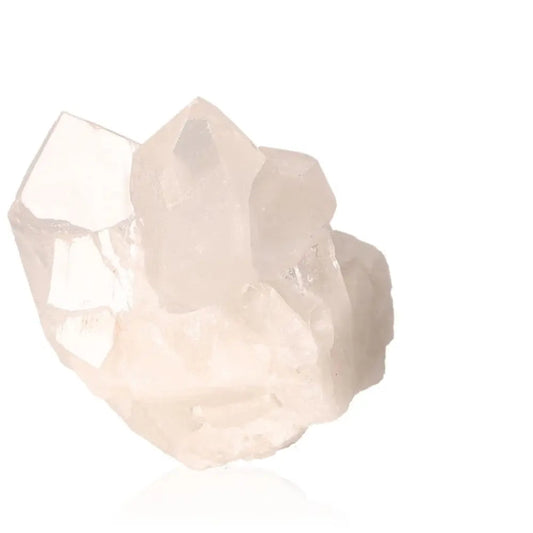 Rough Crystal Quartz Cluster with natural formations, an enchanting piece for spiritual and artistic allure.