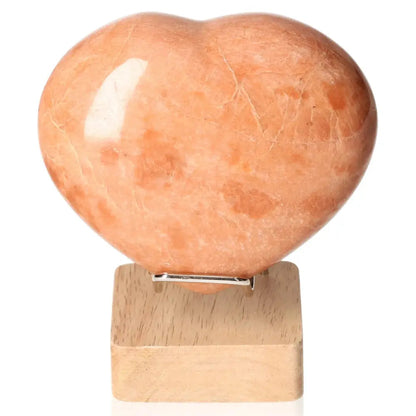 Peach Moonstone Heart for emotional balance, intuition, and restful sleep. Perfect for enhancing sensitivity and attractiveness.