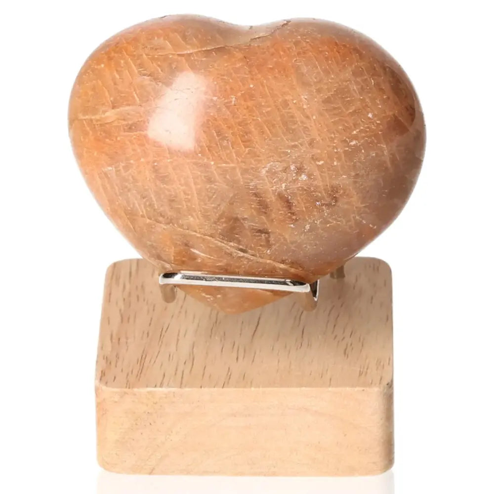 Peach Moonstone Heart - Promotes emotional balance and intuition, ideal for enhancing beauty and protecting sleep, stand not included.