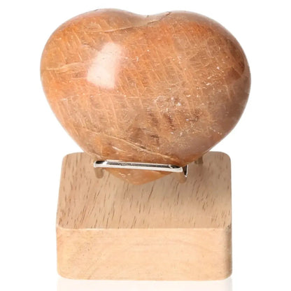 Peach Moonstone Heart - Promotes emotional balance and intuition, ideal for enhancing beauty and protecting sleep, stand not included.