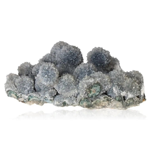 Blue quartz gemstone with a unique cluster formation, offering emotional clarity and balance, from Sylvia Crystals.