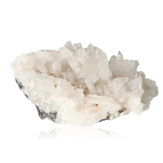 Clear quartz crystal cluster showcasing mystical charm and healing energy properties.