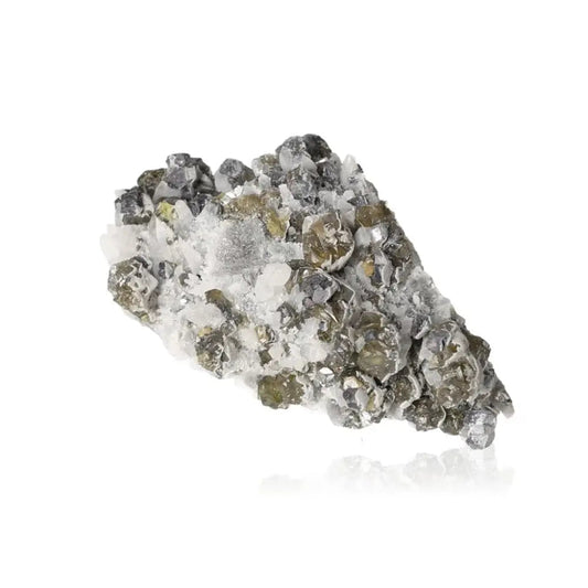 Sphalerite with Quartz and Galena gemstone by Sylvia Crystals, promoting spiritual growth and transformation with mystical properties.