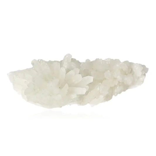 Natural white Quartz crystal cluster showcasing its pure and mystical allure, perfect for spiritual and healing purposes.