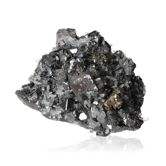 Exquisite Sphalerite with Galena and Chalcopyrite mineral from Sylvia Crystals, showcasing aesthetic beauty and spiritual potency.