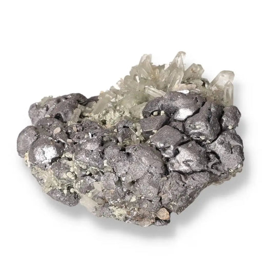 Shiny Galena crystal with silver tones showcasing its protective and grounding properties for spiritual practices.