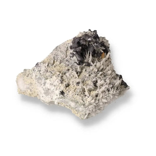 Galena with Quartz mineral showcasing metallic luster and sparkling translucent crystals for collectors and enthusiasts.
