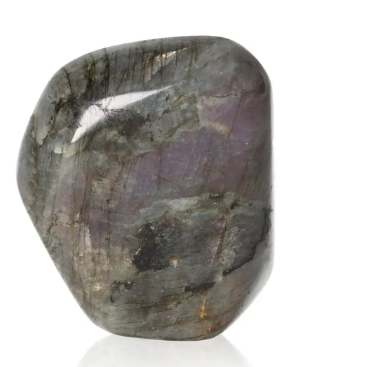 Polished Cut Base Labradorite by Sylvia Crystals with vibrant flashes and sleek design, showcasing natural beauty and energy.