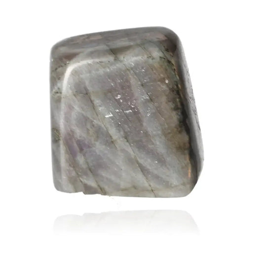 Polished Labradorite Cut Base by Sylvia Crystals showcasing natural iridescence, perfect for elegance and energy enhancement.